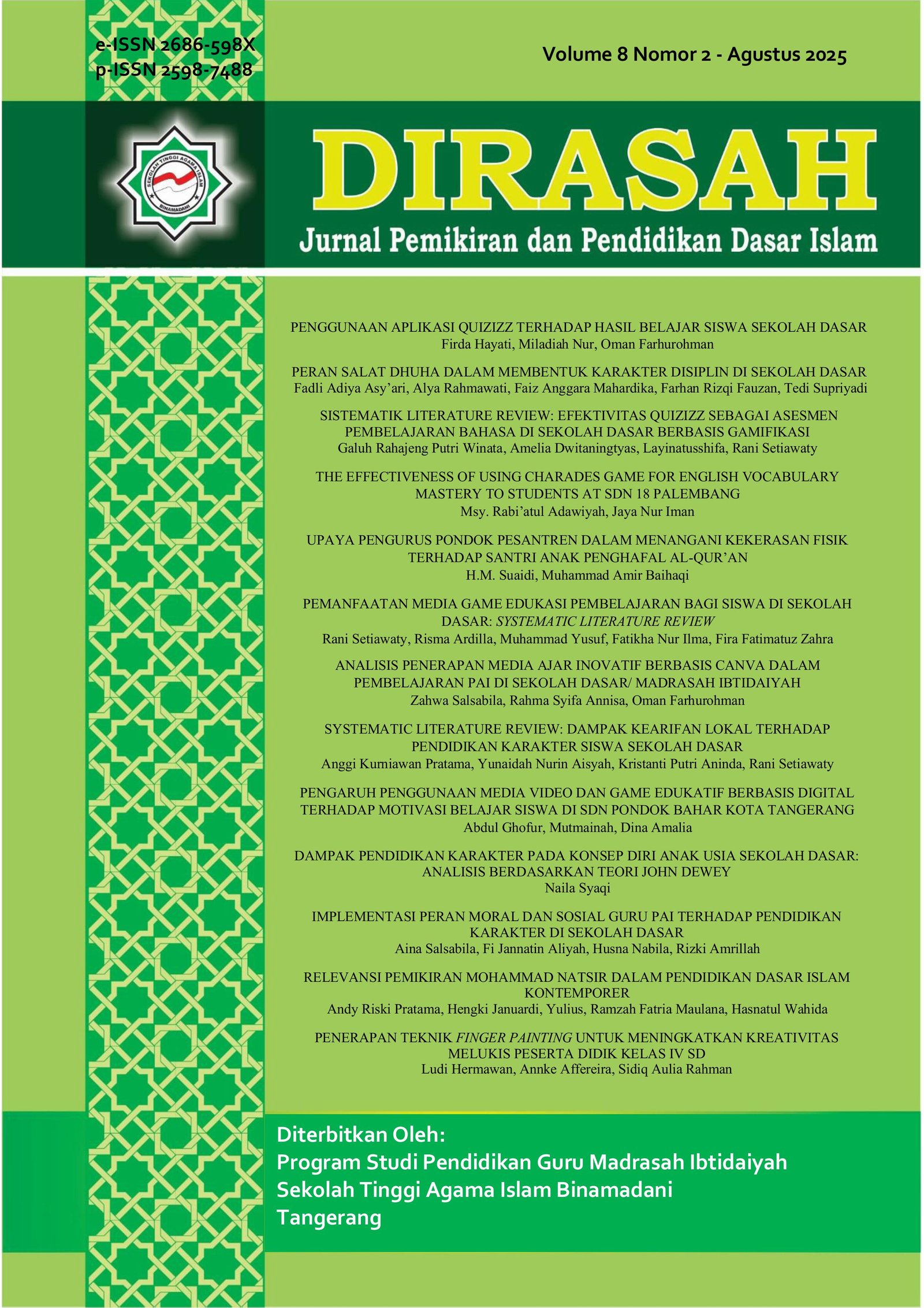 					Lihat Vol 8 No 2 (2025): Dirasah: Jurnal Pemikiran dan Pendidikan Dasar Islam
				